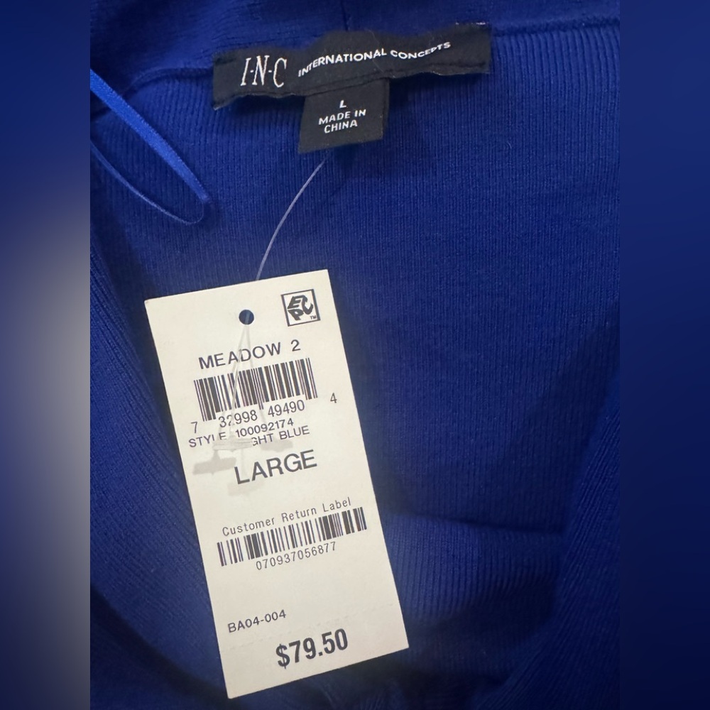 INC International Concepts NWT Cobalt Blue Knit Top size Large - Picture 6 of 7